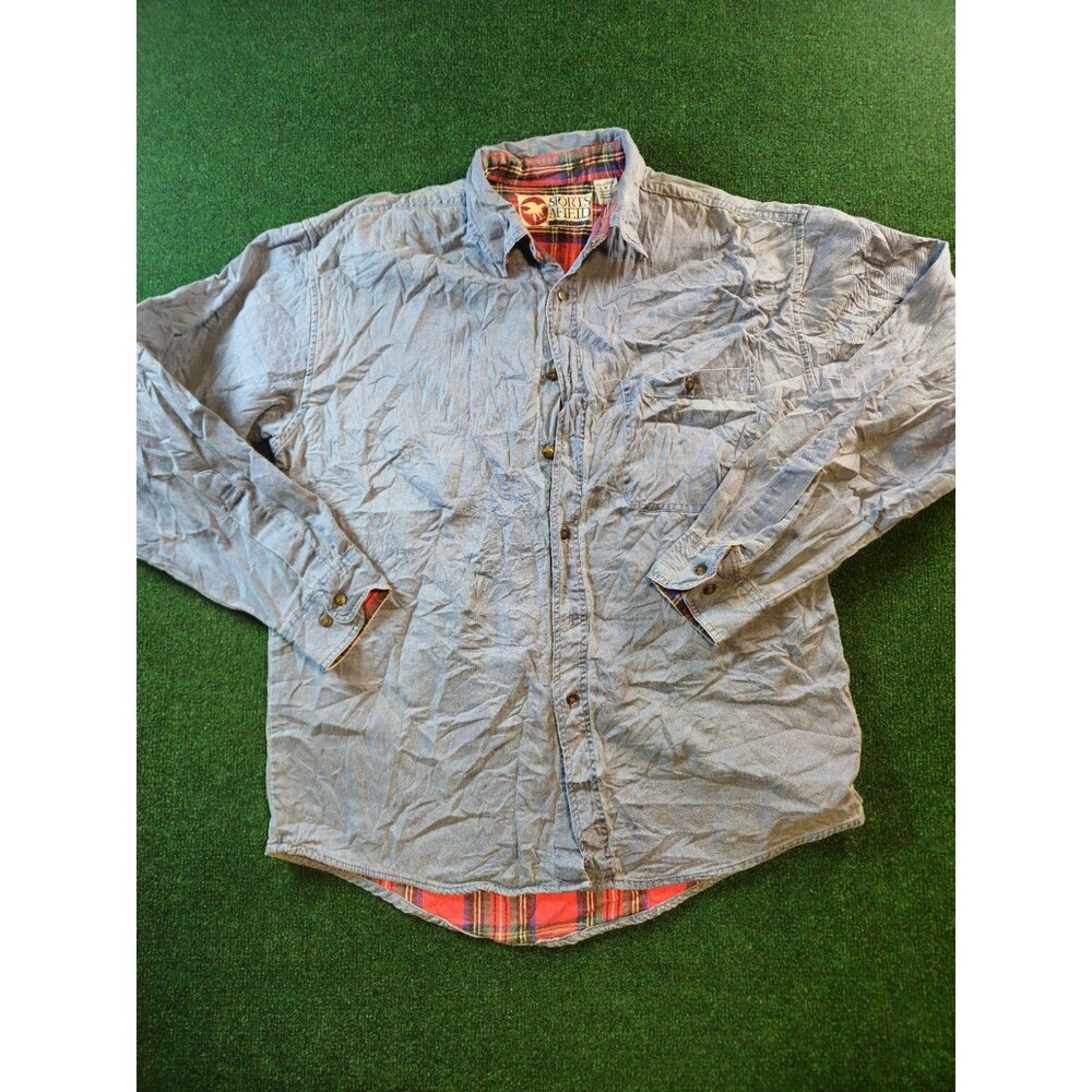 Vtg Sport Afield Flannel Lined Denim Shirt Jacket Sz M Reg Button Mens